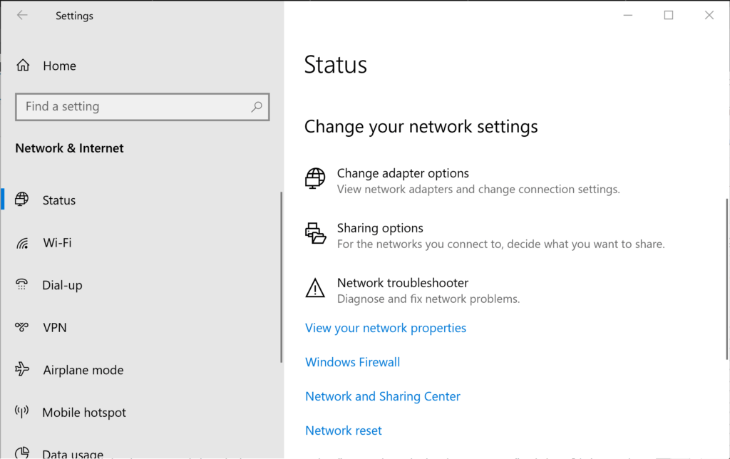 Access Network & Sharing Center